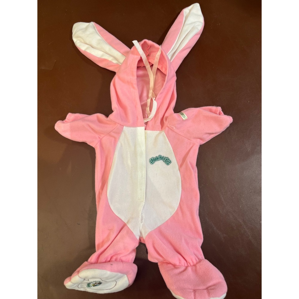 Kids Pink White Bunny Rabbit Costume Hooded Ears Plush One Piece Jumpsuit